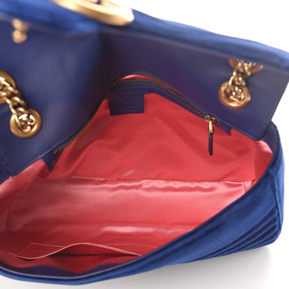Gucci Velvet Matelasse Medium GG Marmont Shoulder Bag Cobalt Blue 5 of 8