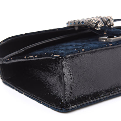 Gucci Velvet Skipper Crystal GG Monogram Small Dionysus Shoulder Bag Blue Beige Black 8 of 11