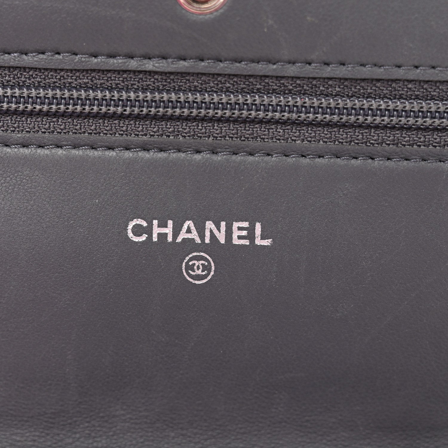 Chanel Patent Quilted Wallet On Chain WOC Grey 6 of 11