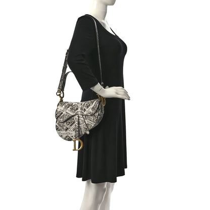 Christian Dior Calfskin Plan De Paris Printed Saddle Bag With Strap White Black 2 of 10