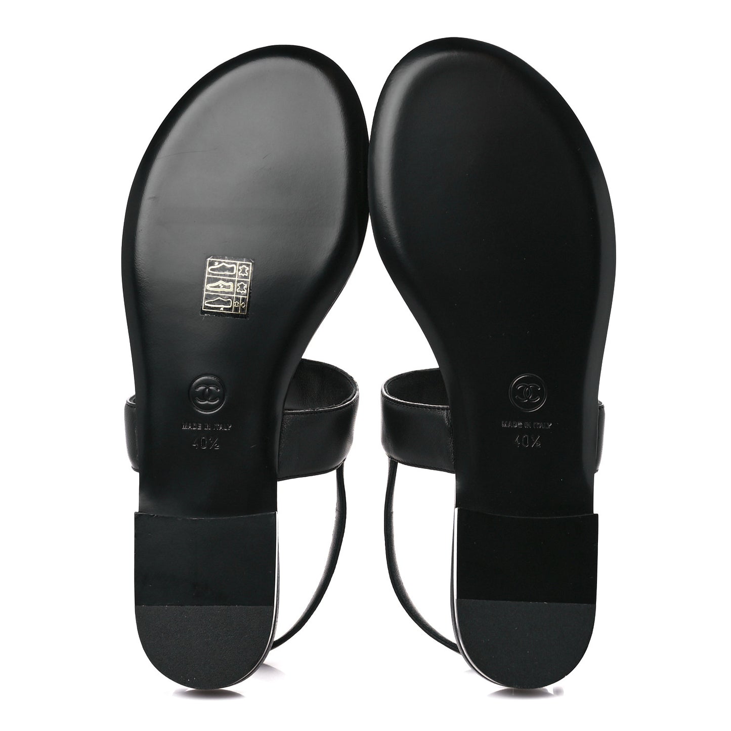 Lambskin Gripoix CC Thong Sandals 40.5 Black Gold