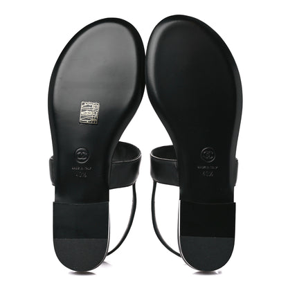 Chanel Lambskin Gripoix CC Thong Sandals 40.5 Black Gold 5 of 9