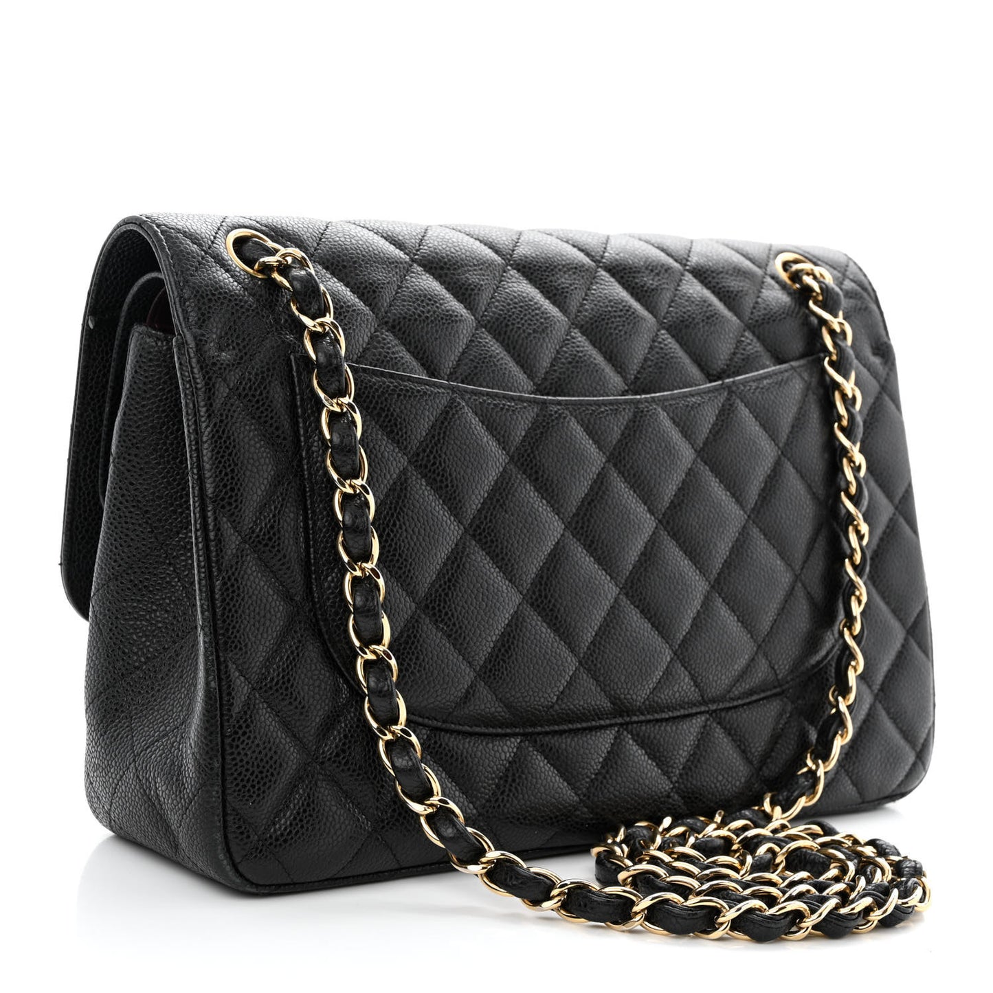 Caviar Quilted Jumbo Double Flap Black