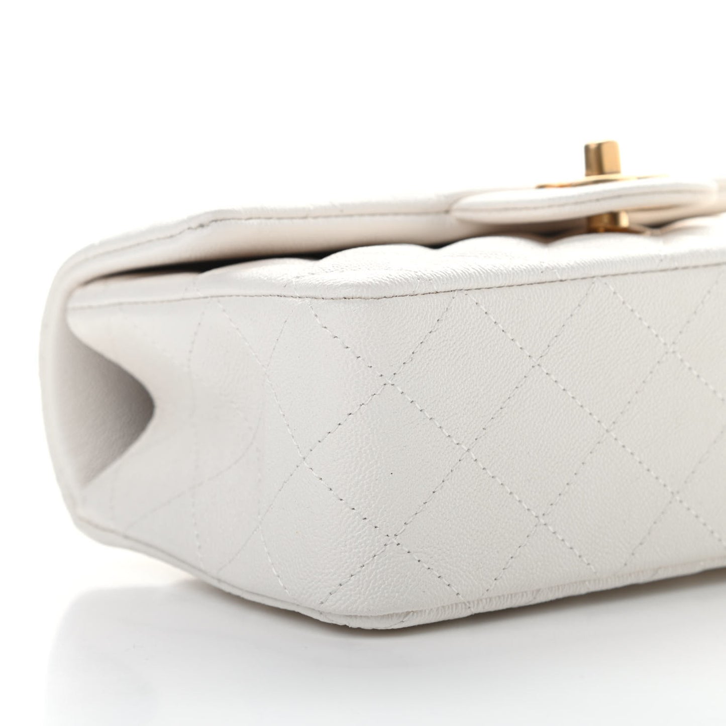 Caviar Quilted Mini Top Handle Rectangular Flap White