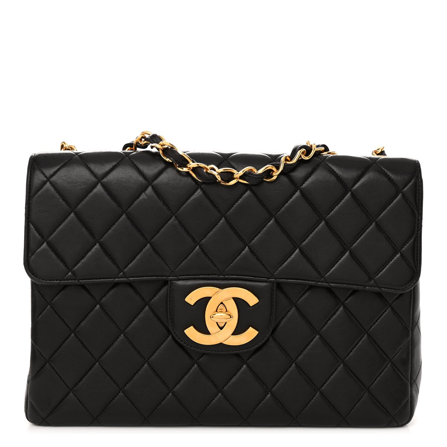 Chanel Lambskin Quilted XL Jumbo Single Flap Black 1 of 9