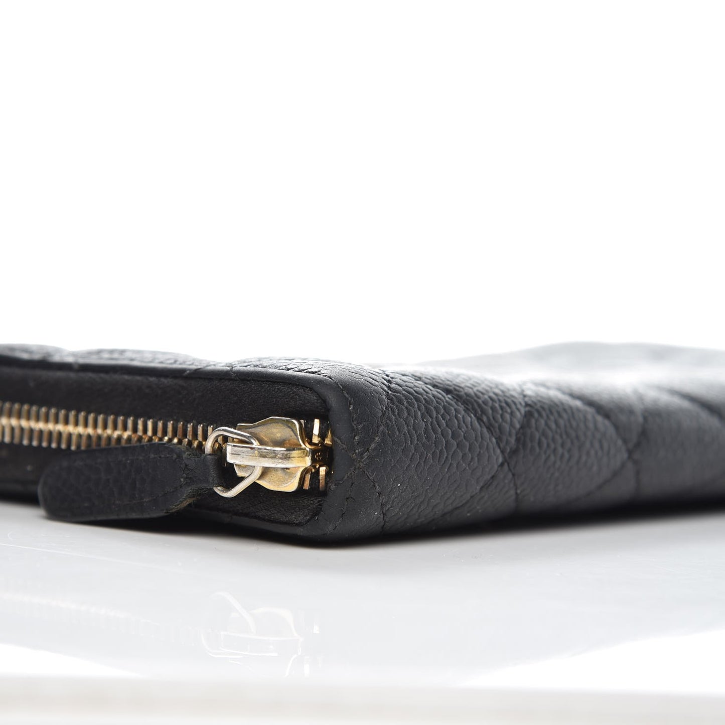 Caviar Quilted Large Gusset Zip Around Wallet Navy