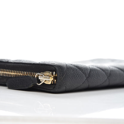 Chanel Caviar Quilted Large Gusset Zip Around Wallet Navy 9 of 14