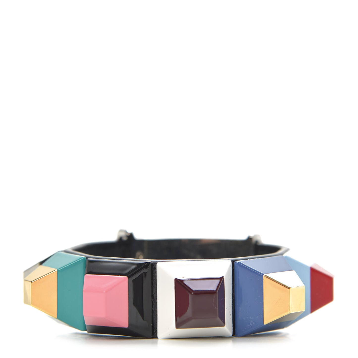 Calfskin Rainbow Studded Bracelet Multicolor
