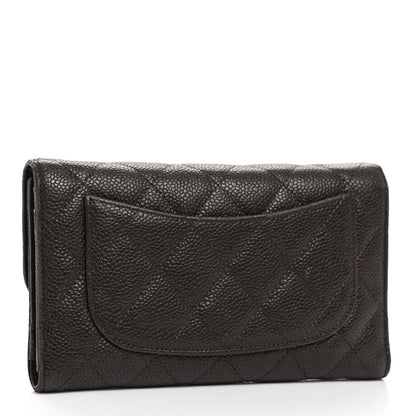 Chanel Caviar Quilted Large Flap Wallet Dark Brown 3 of 13