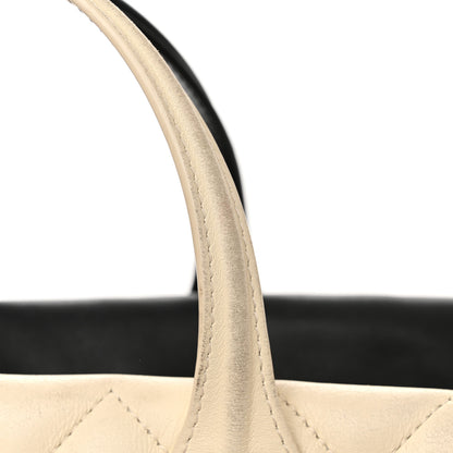 Chanel Calfskin Quilted Large Feather Weight Bowling Bag Black Ivory 19 of 21