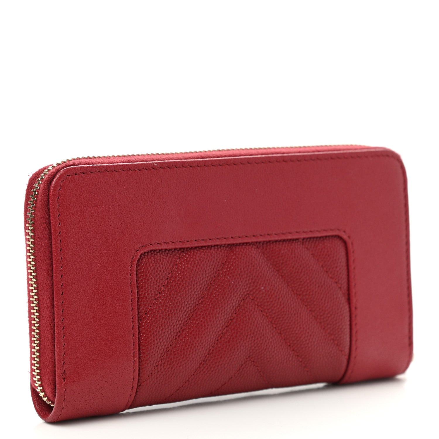 Chanel Sheepskin Caviar Chevron Quilted Medium Mademoiselle Vintage Zip Around Wallet Red 5 of 18