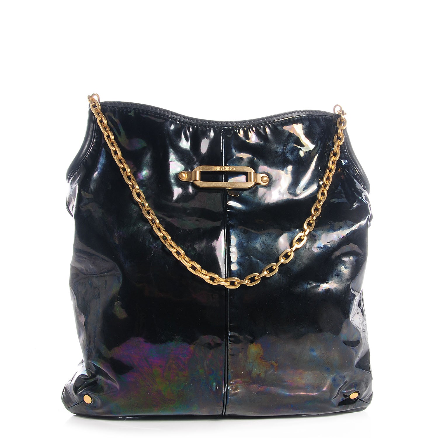 Jimmy Choo Patent Tasha Hobo Petrol 1 of 7