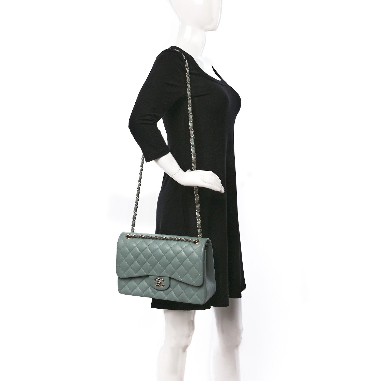Chanel Caviar Quilted Jumbo Double Flap Grey 2 of 9