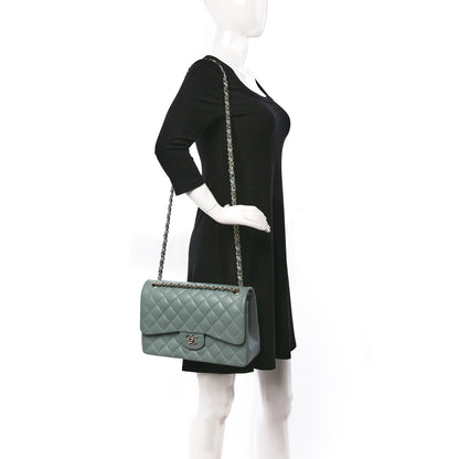 Chanel Caviar Quilted Jumbo Double Flap Grey 2 of 9