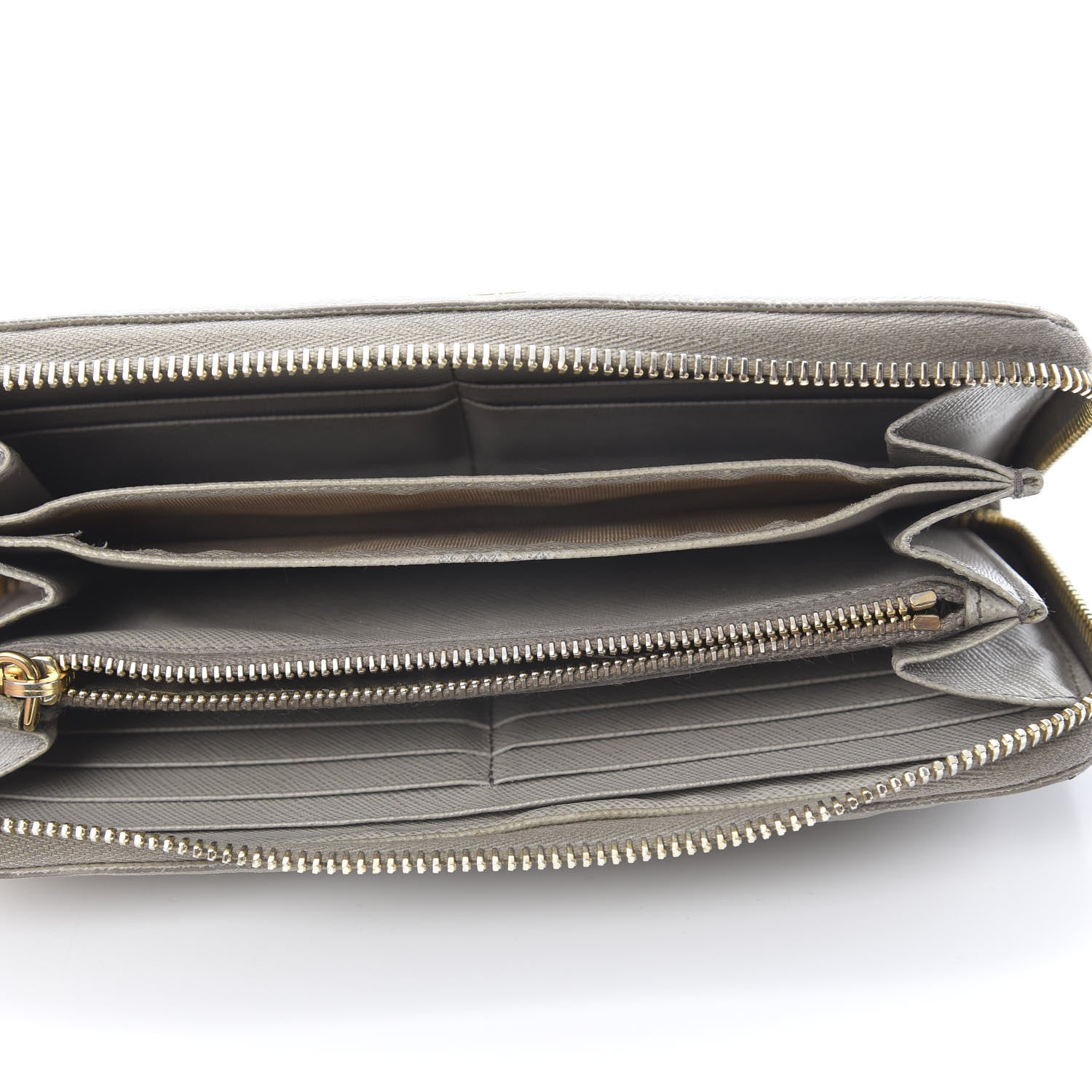 Prada Saffiano Metal Zip Around Wallet Argilla 7 of 20