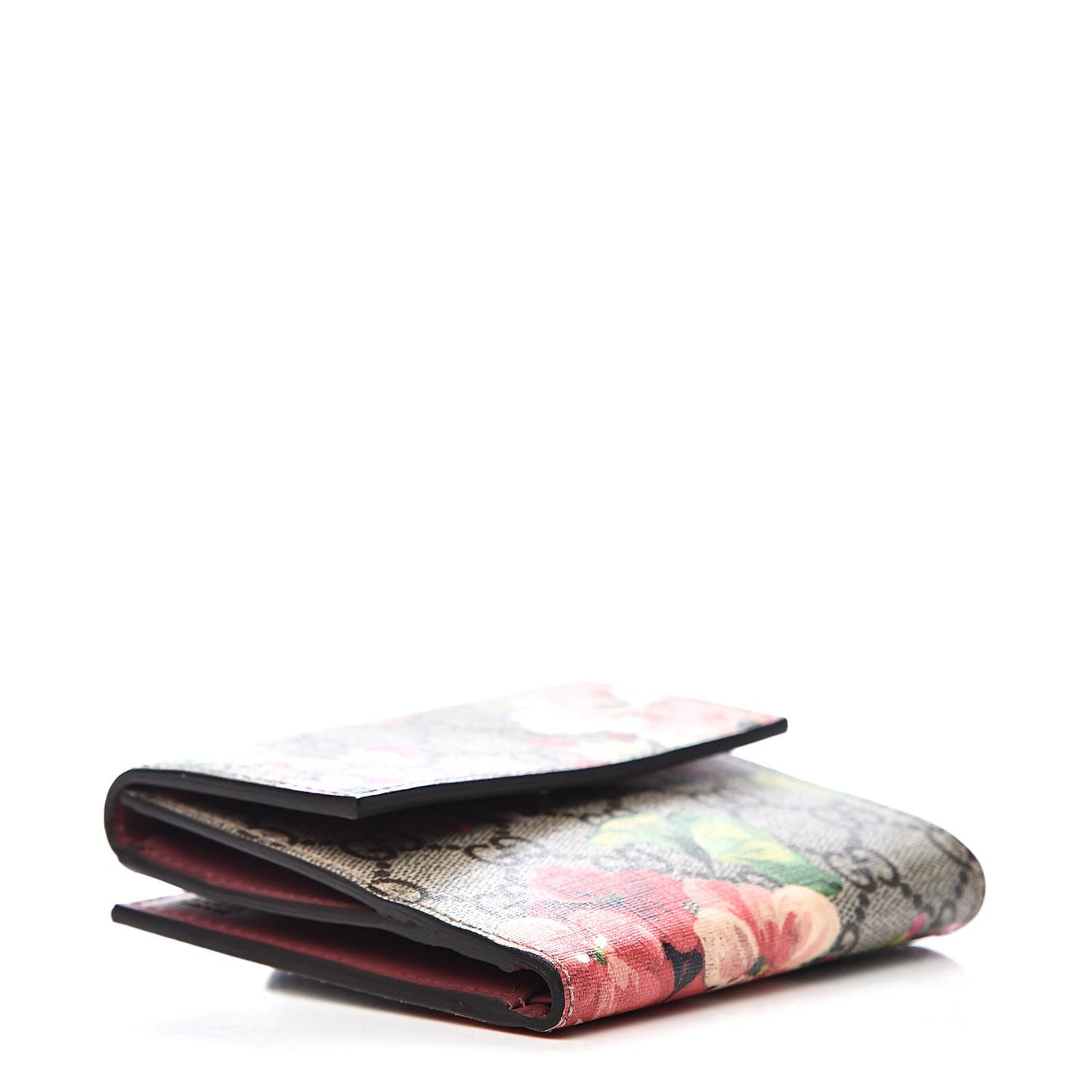 GG Supreme Monogram Blooms French Flap Wallet Beige Multicolor Dry Rose
