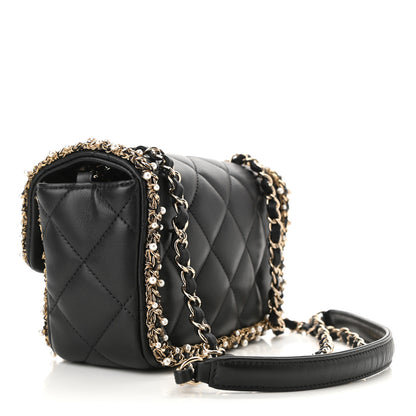 Chanel Lambskin Quilted Pearl Edge Mini Rectangular Flap Bag Black 3 of 11