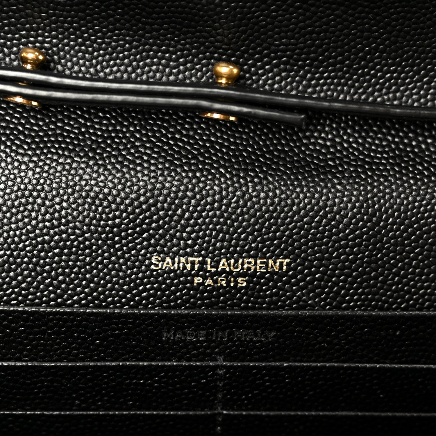Saint Laurent Grain De Poudre Matelasse Chevron Monogram Chain Wallet Black 6 of 9