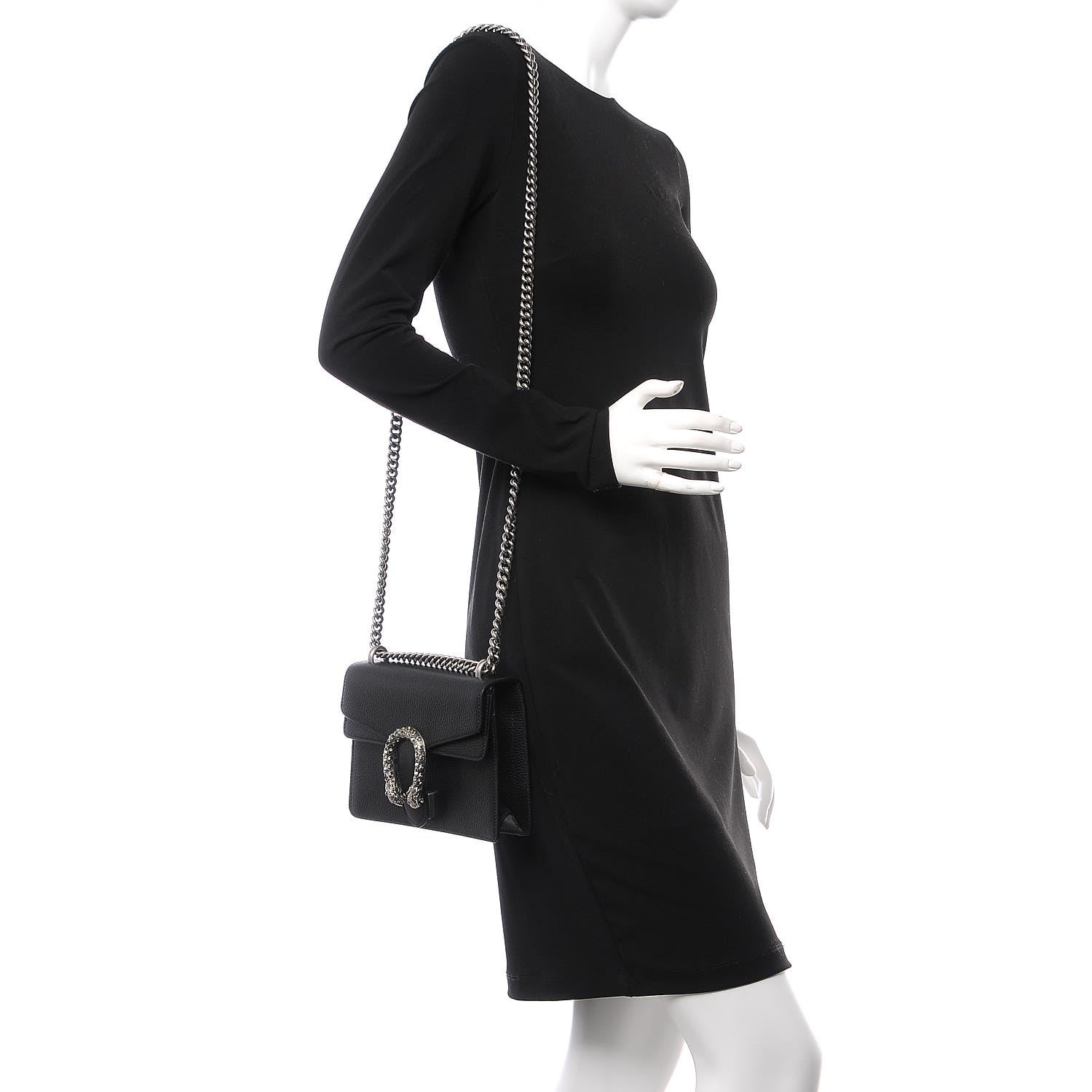 Gucci Calfskin Mini Dionysus Shoulder Bag Black 2 of 7
