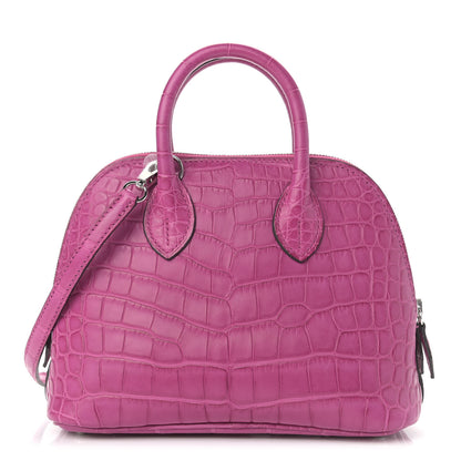 Hermes Matte Alligator Bolide Mini 1923 Rose Scheherazade 1 of 8