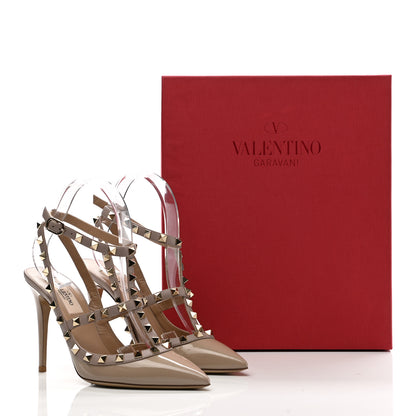 Valentino Garavani Patent Nappa Rockstud Ankle Strap 100mm Pumps 37 Poudre 10 of 10