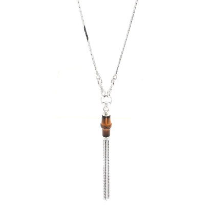 Gucci Sterling Silver Bamboo Long Tassel Necklace 1 of 5
