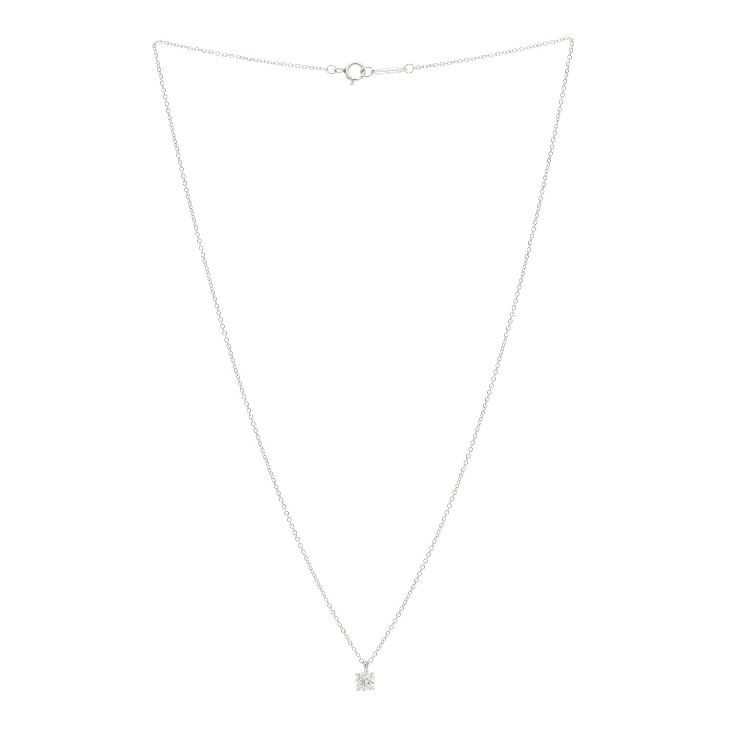 Tiffany Platinum Diamond .35ct Solitaire Pendant Necklace 3 of 5
