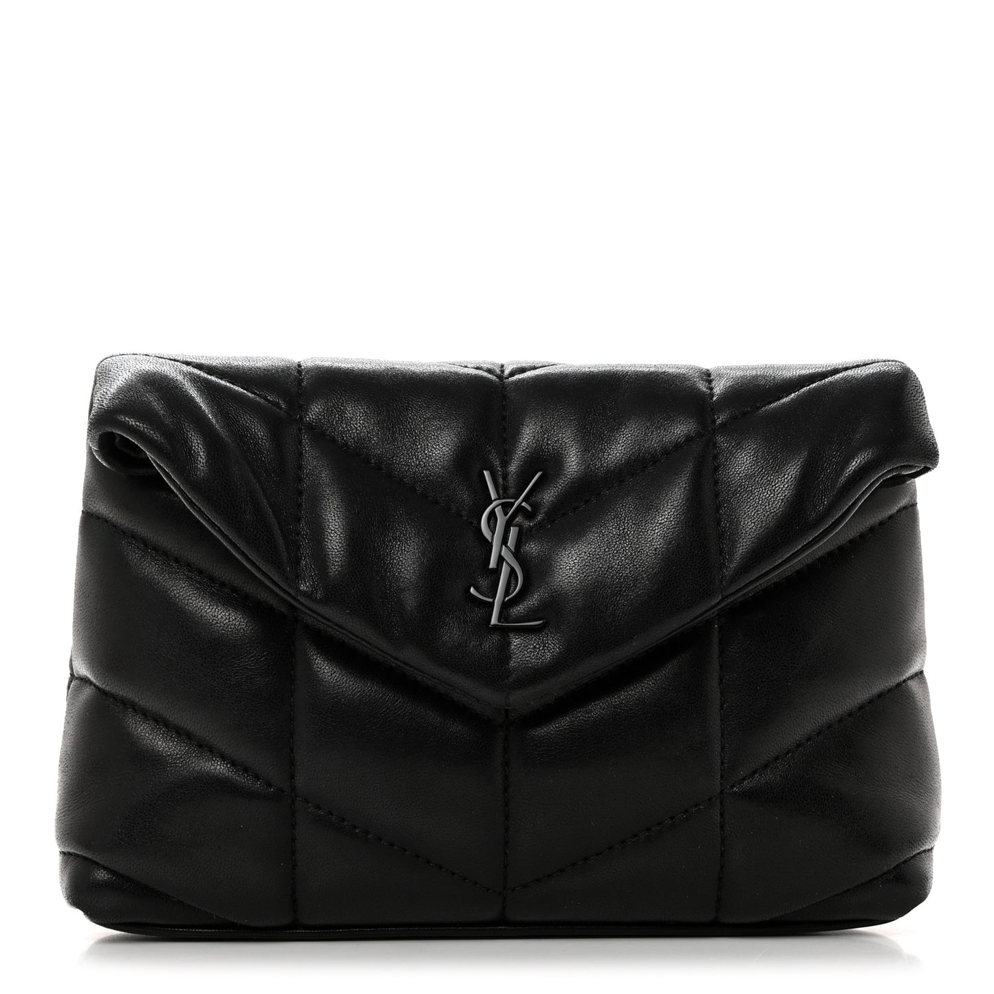 Lambskin Monogram Loulou Puffer Pouch Clutch Black