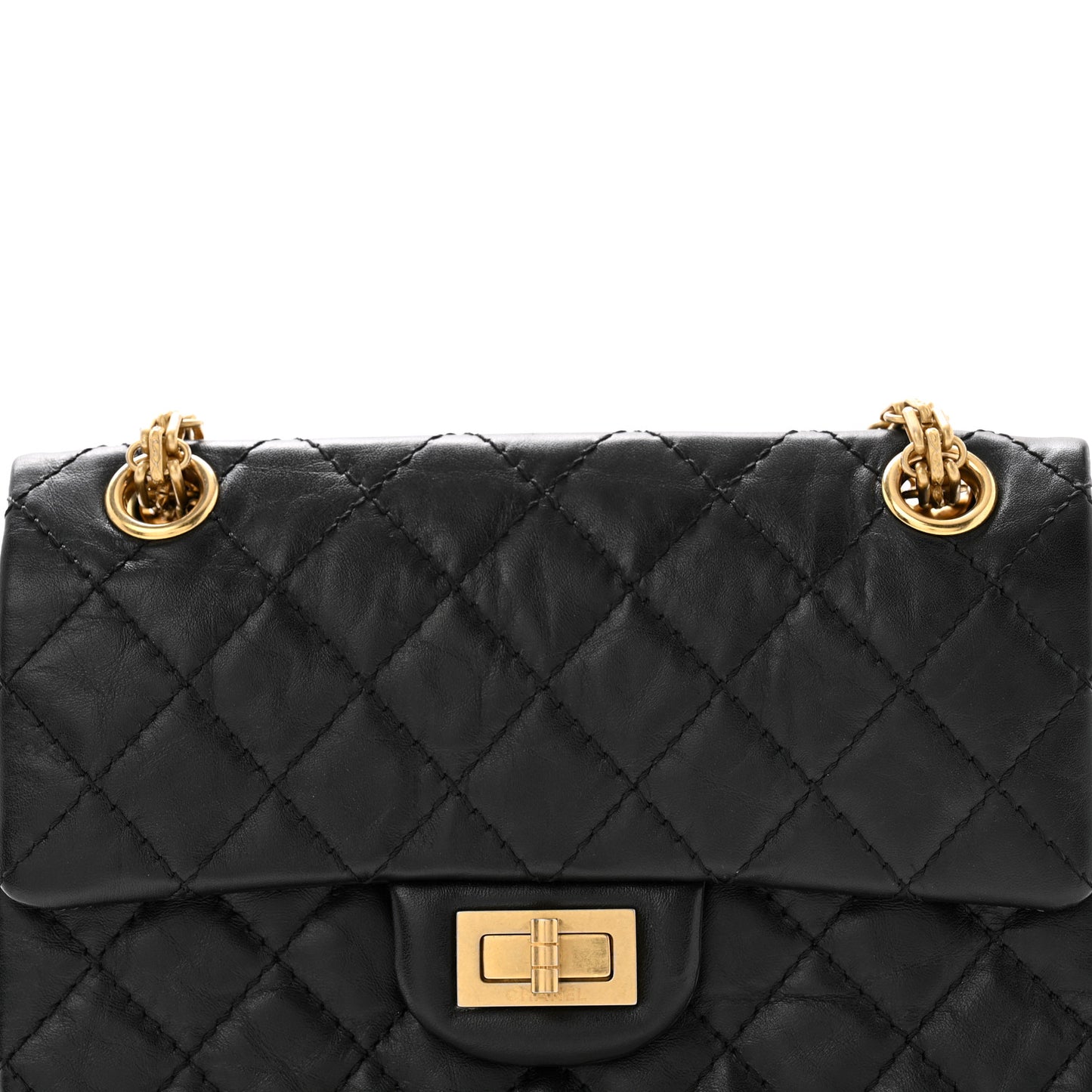 Aged Calfskin Quilted 2.55 Reissue Mini Flap Black