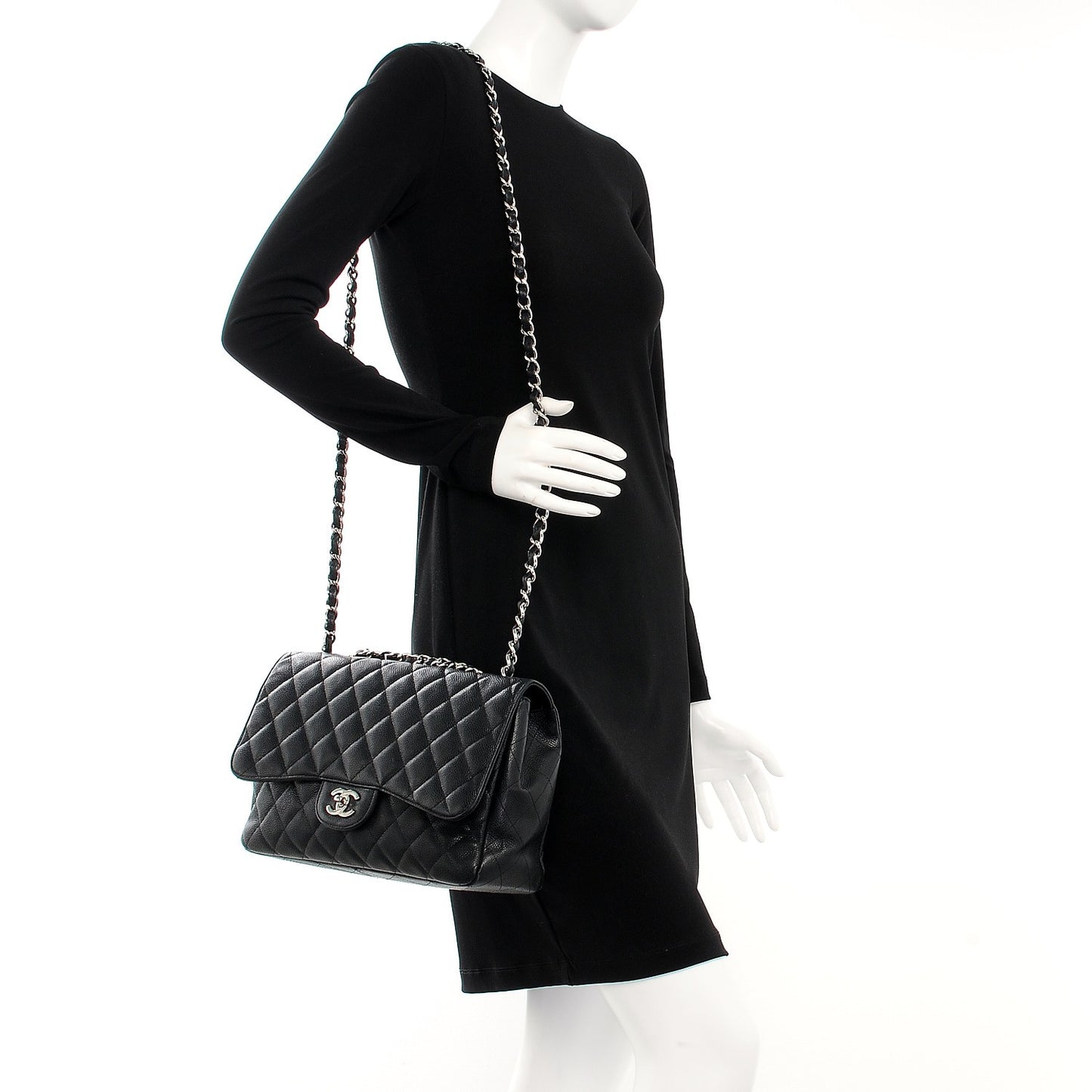 Caviar Quilted Jumbo Single Flap Black