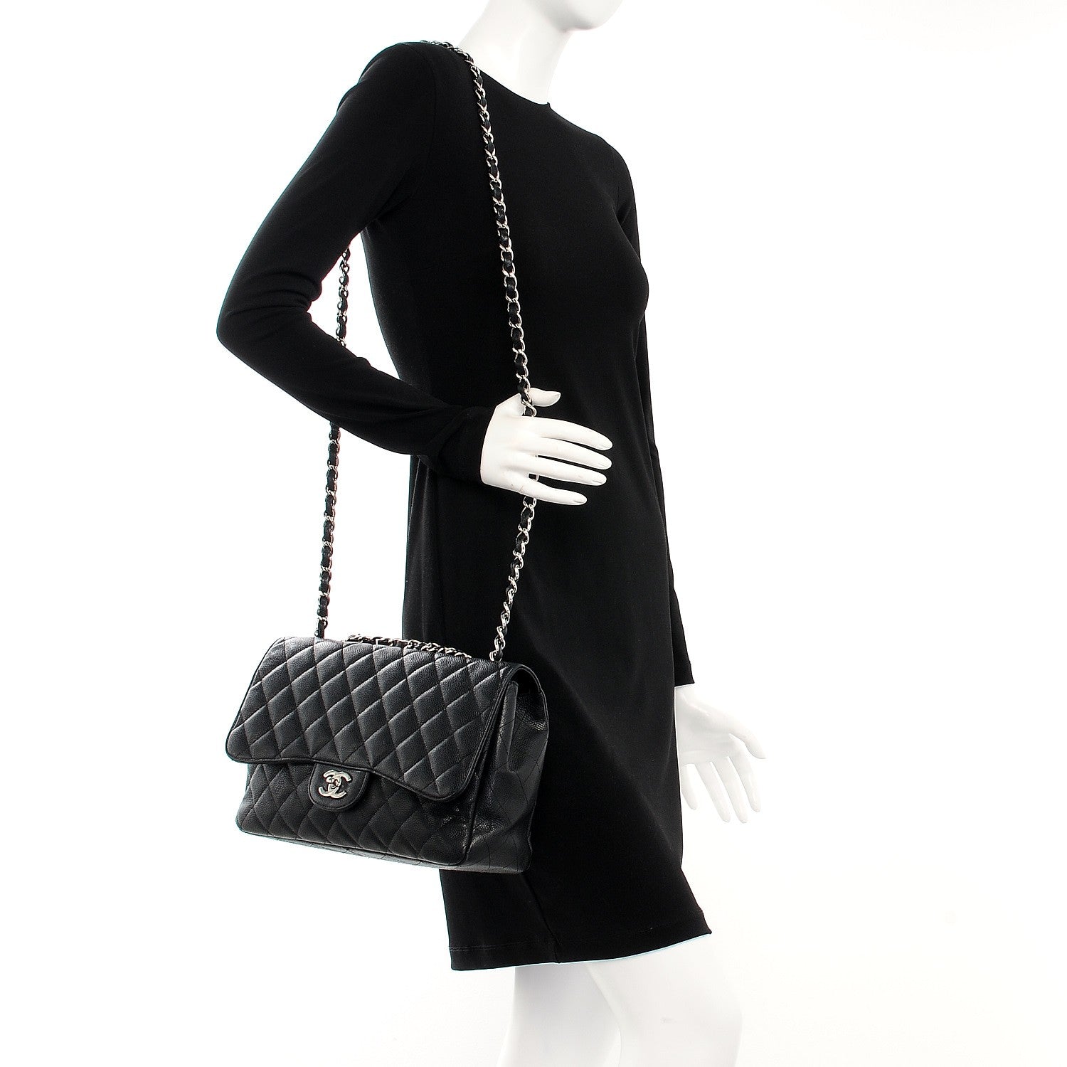 Chanel Caviar Quilted Jumbo Single Flap Black 2 of 19