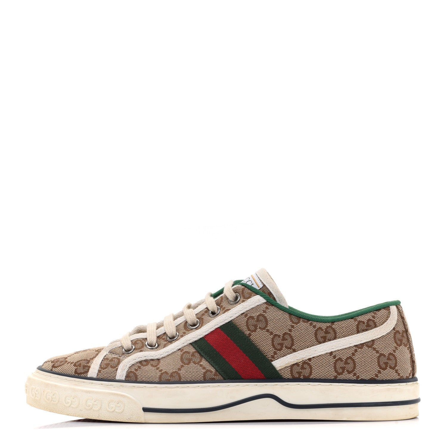 Gucci GG Monogram Web Womens 1977 Tennis Sneakers 39 Beige Ebony Mystic White 1 of 11