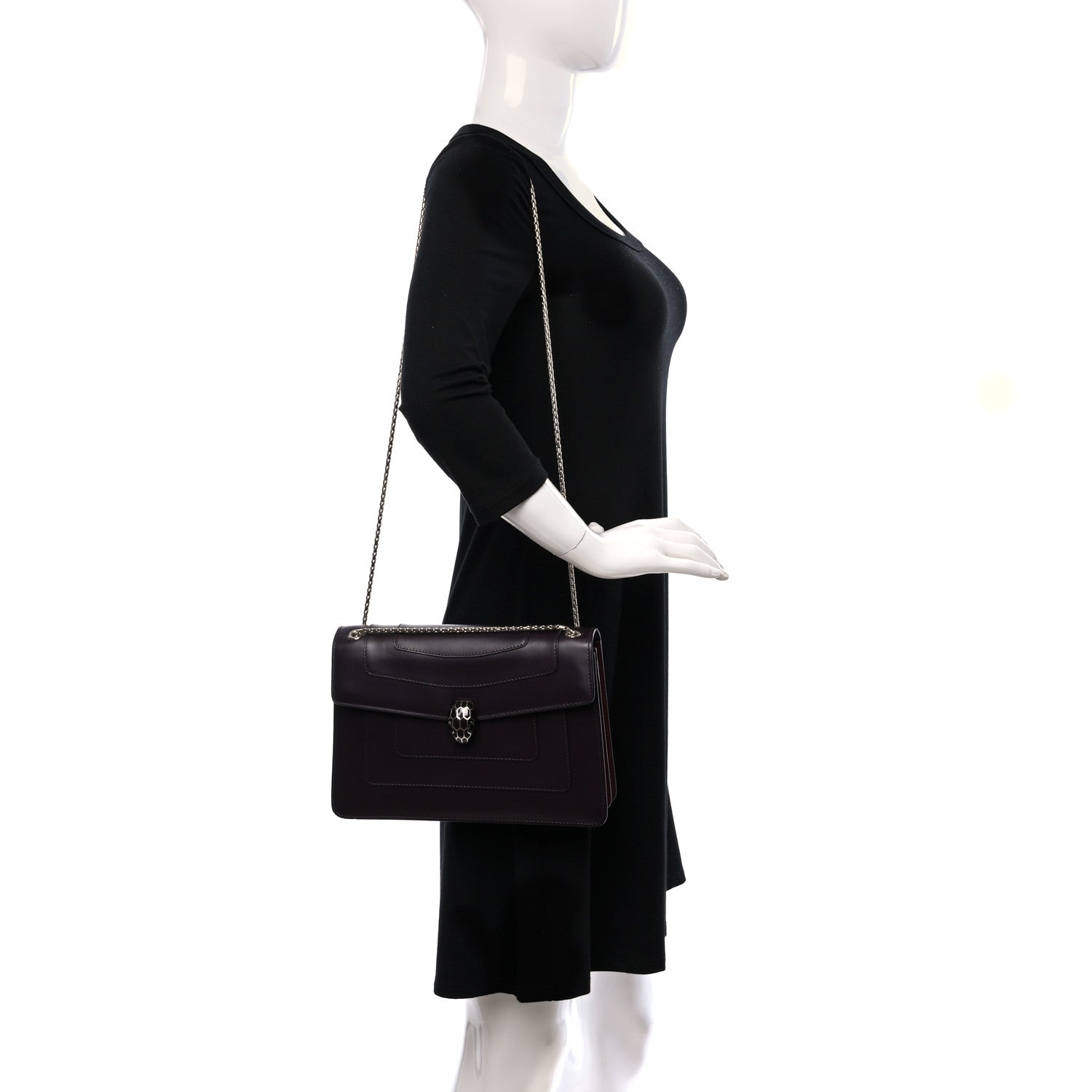 Bulgari Calfskin Serpenti Forever Shoulder Bag Plum 2 of 9
