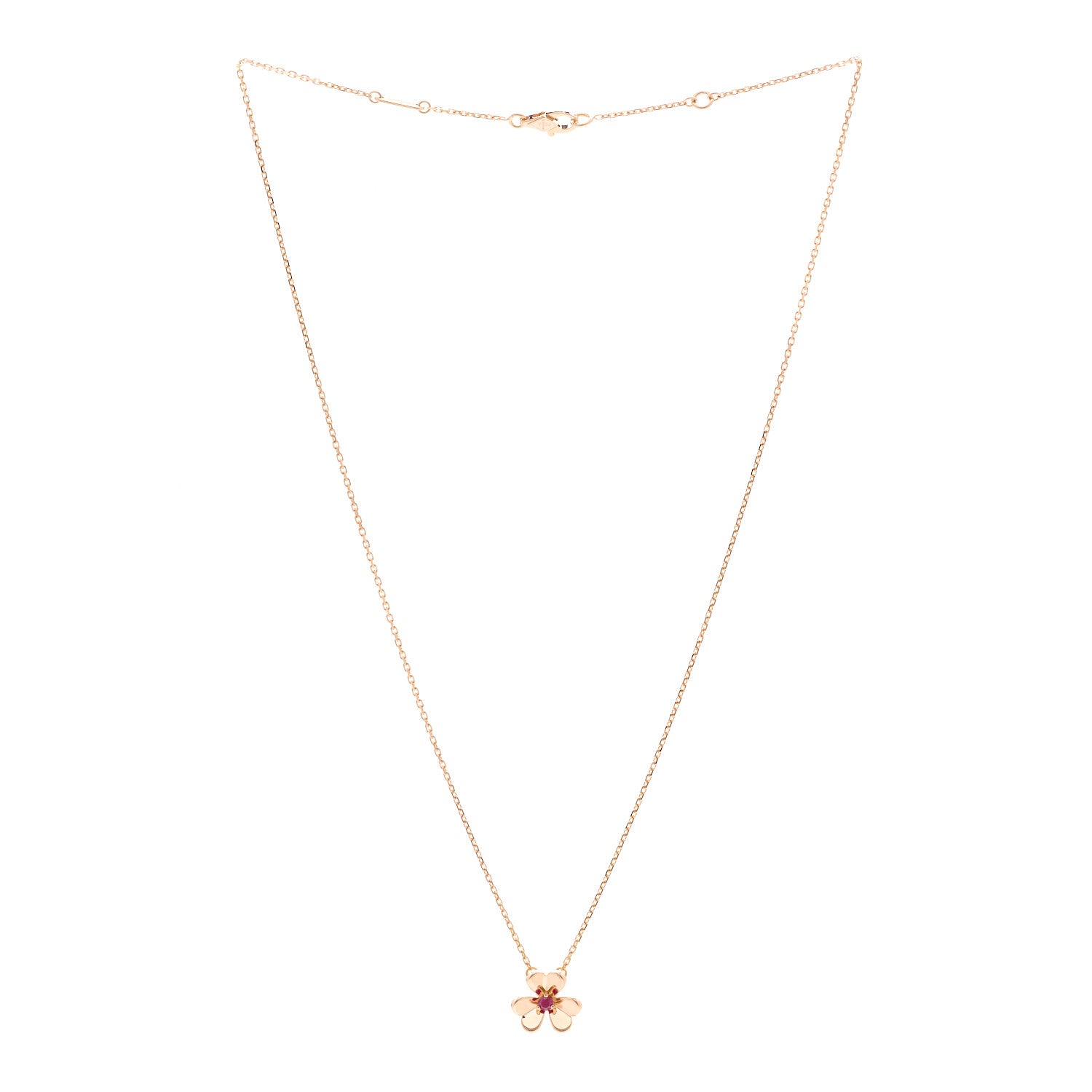 Van Cleef & Arpels 18K Rose Gold Ruby Mini Frivole Pendant Necklace 3 of 5