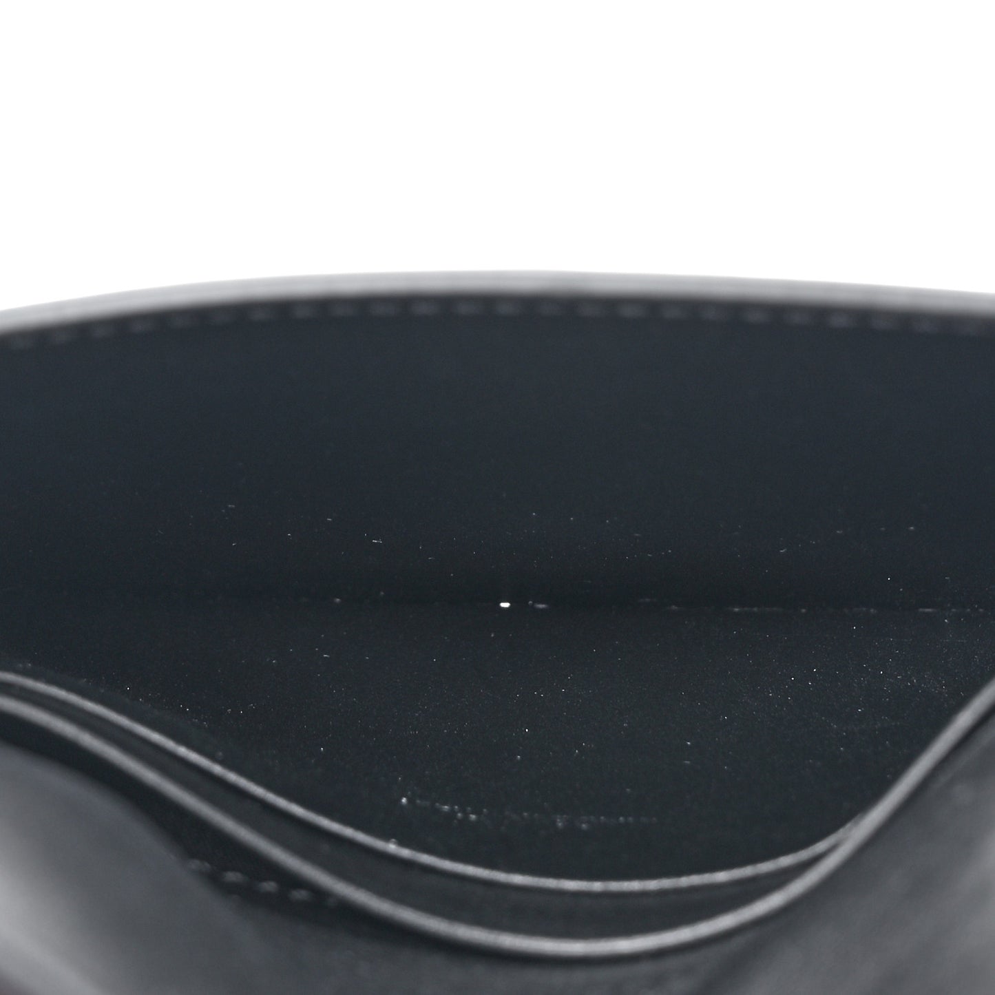 Shiny Calfskin Triomphe Flap Card Holder Black