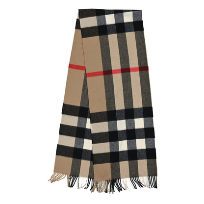 Burberry Cashmere Half Mega Check Fringe Scarf Archive Beige 2 of 4