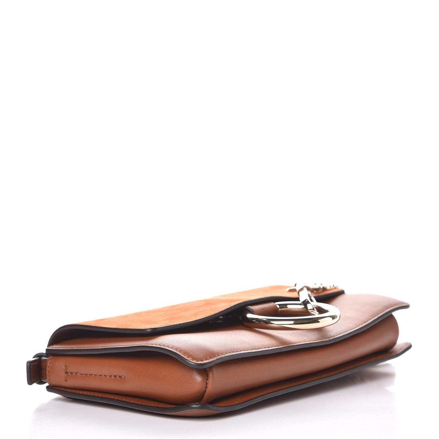 Suede Calfskin Small Faye Shoulder Bag Tobacco