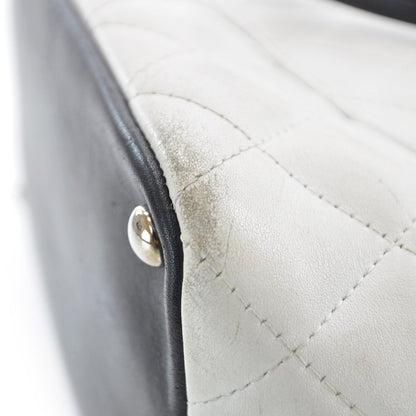 Chanel Calfskin Quilted Cambon Medium Tote White Black 5 of 10