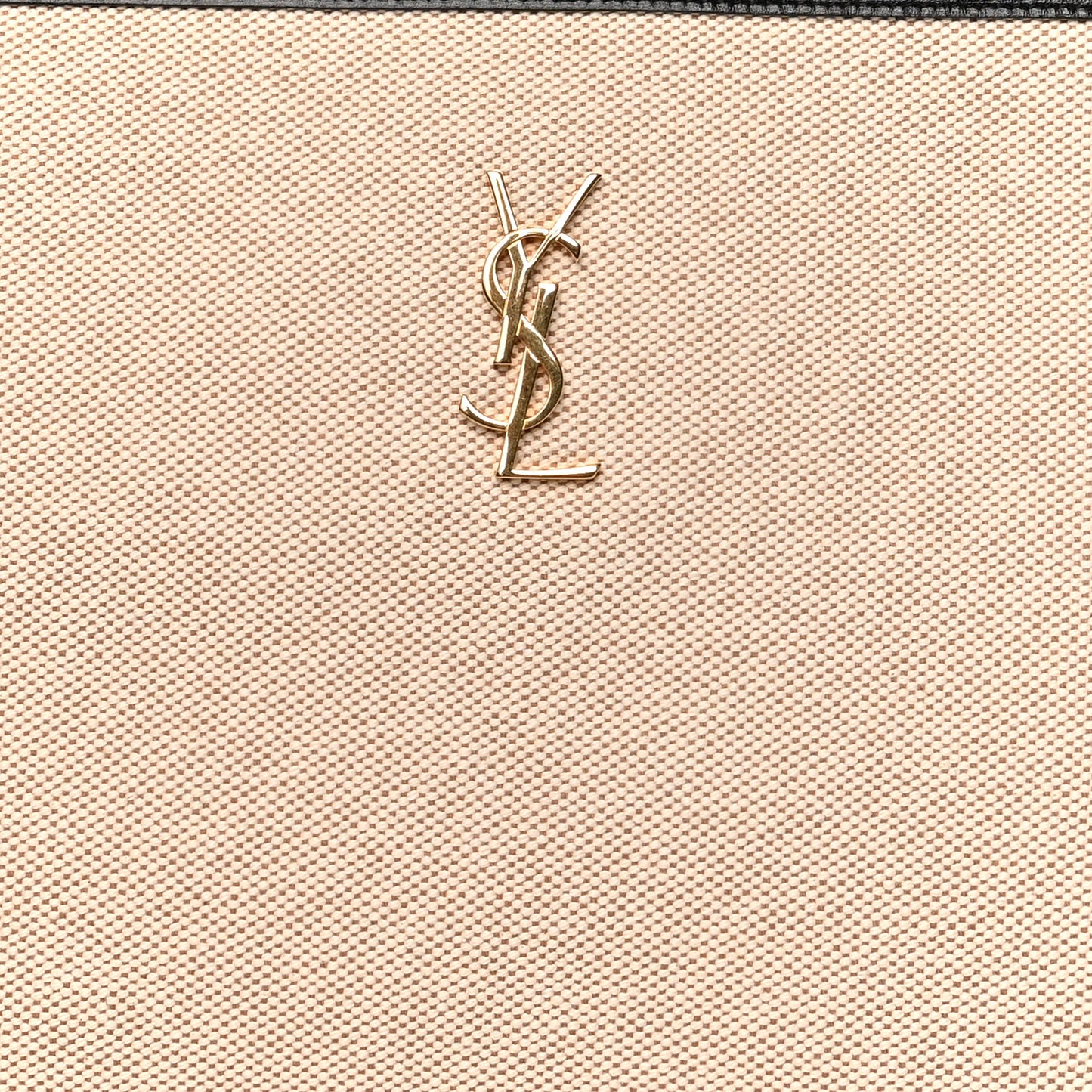 Canvas Monogram Zipped Pouch Beige Black