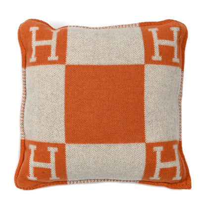 Hermes Wool Cashmere Avalon Pillow PM Ecru Potiron 2 of 3