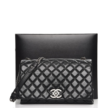 Chanel Metallic Goatskin Quilted Large City Rock Flap Black 8 of 8