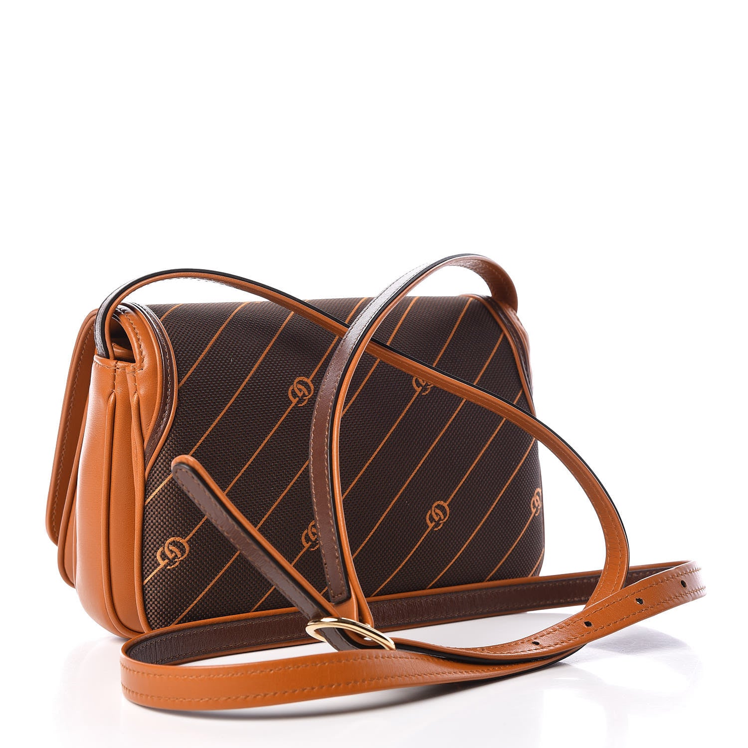 Gucci Calfskin Canvas Diagonal GG Rajah Shoulder Bag Brown 3 of 10