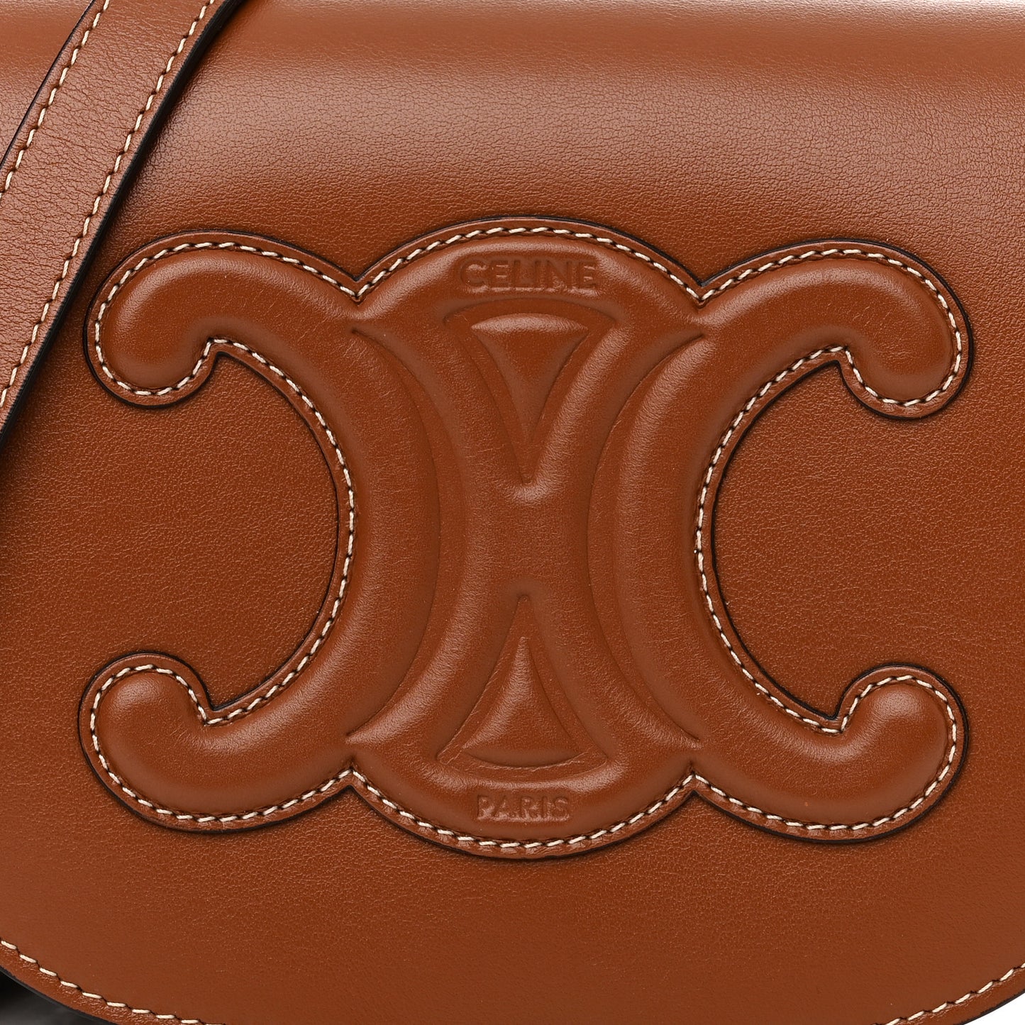 Smooth Calfskin Cuir Triomphe Folco Crossbody Bag Tan