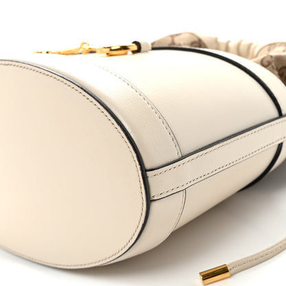 Gucci Monogram Textured Calfskin Horsebit 1955 Drawstring Bucket Bag Beige Mystic White 10 of 10
