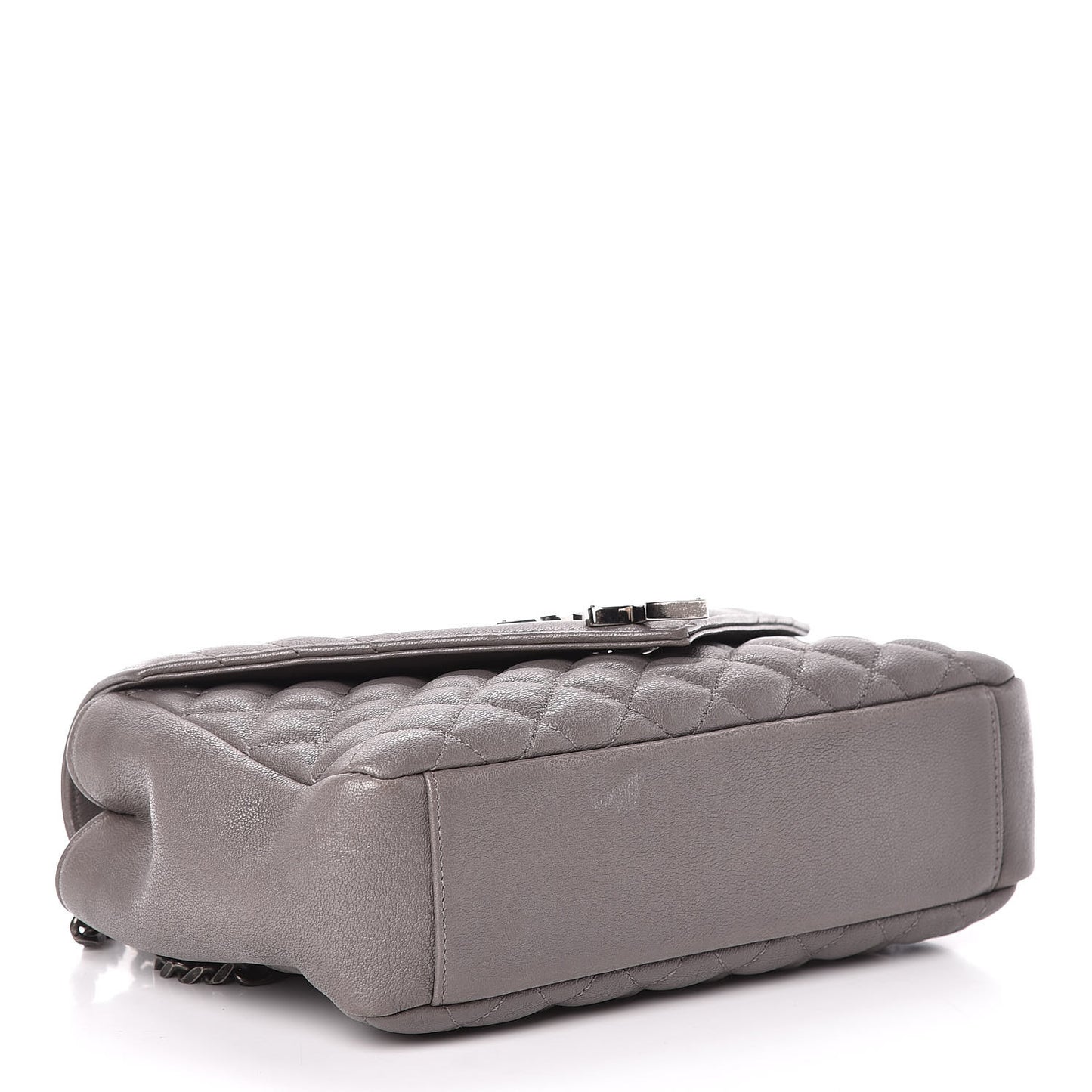 Sheepskin Tri-Quilt Monogram Medium College Bag Gray