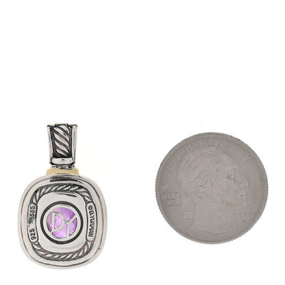 David Yurman Sterling Silver 14K Yellow Gold Amethyst 12mm Albion Enhancer Pendant 2 of 3