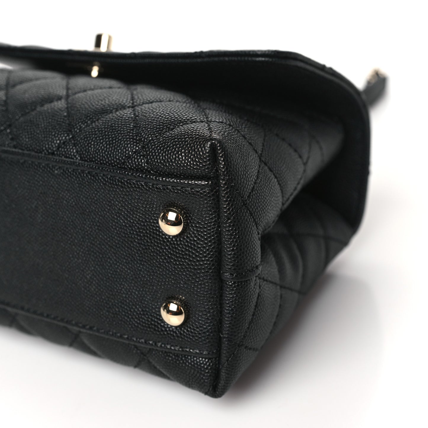 Caviar Quilted Mini Coco Handle Flap Black