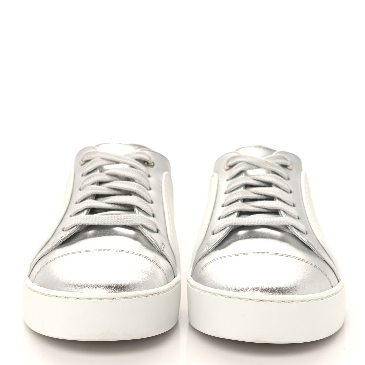 Chanel Iridescent Goatskin Womens Sneakers 36.5 White Silver 2 of 10