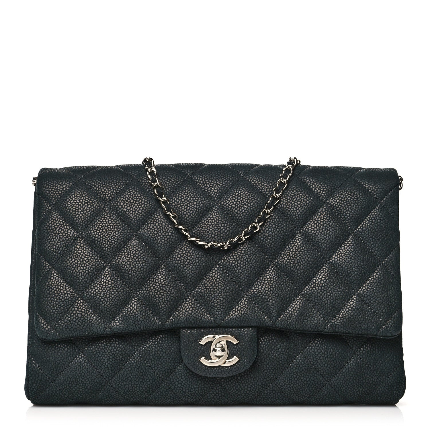 Chanel Iridescent Caviar Quilted Clutch With Chain Flap Black 1 of 10