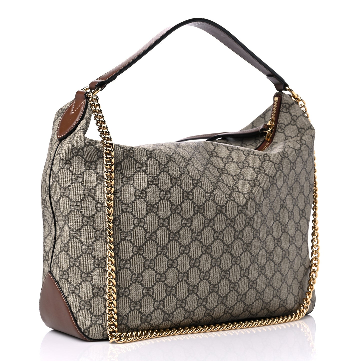GG Supreme Monogram Large Linea A Hobo Light Brown